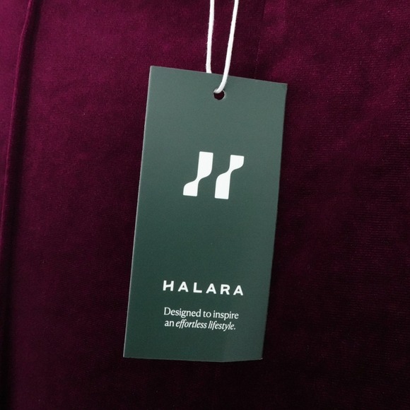 Halara Pants Womens XL Burgundy Velvet Flare High Waist Stretch Lounge Boho Luxe - Picture 9 of 11